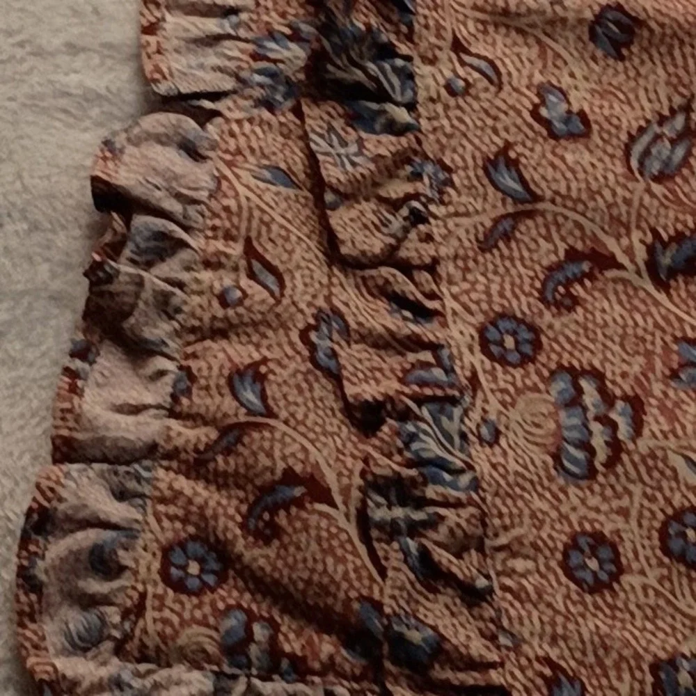 Threshold 4pc Floral Ruffle Placemats and Napkins Set Terracotta Blue Cotton
